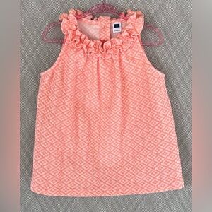 Janie and Jack - Girls peach ruffle neckline sleeveless top (Size 5t)
